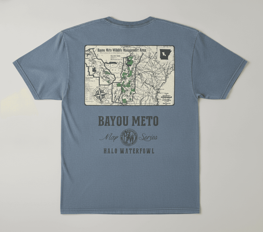 Bayou Meto Map Tee, option 01: Green Timber