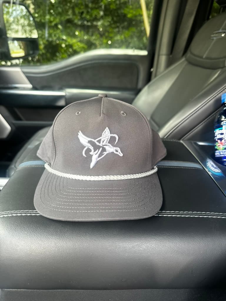 Charcoal rope cap with white embroidered duck