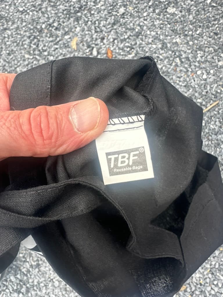 TBF Reusable Bags tag